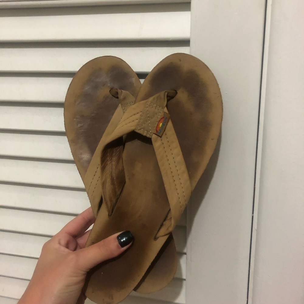 Rainbow flip flops women size 6